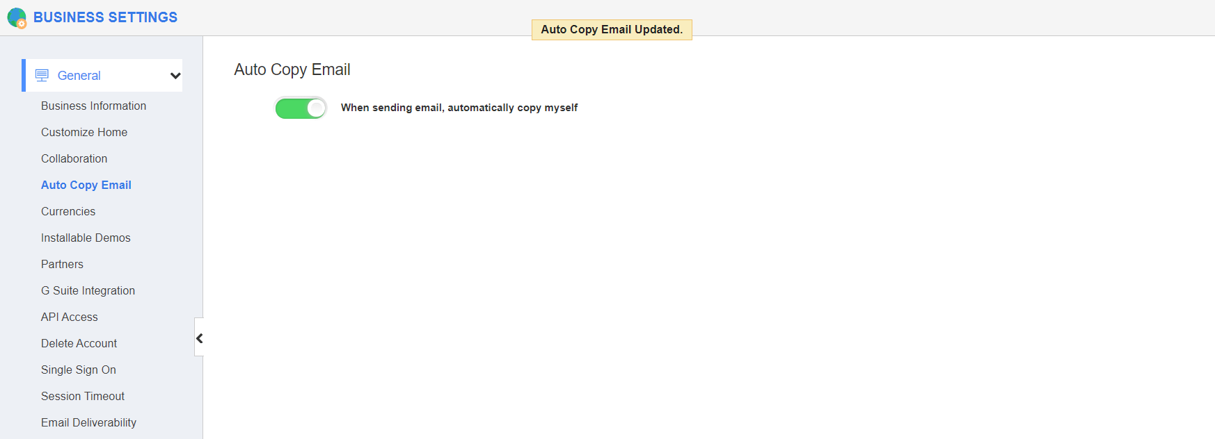 How do I automatically copy myself while sending an email?