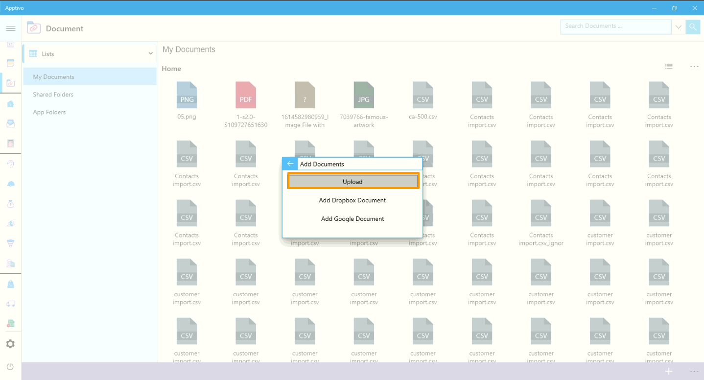 How to upload a large file from my Windows application in Apptivo?