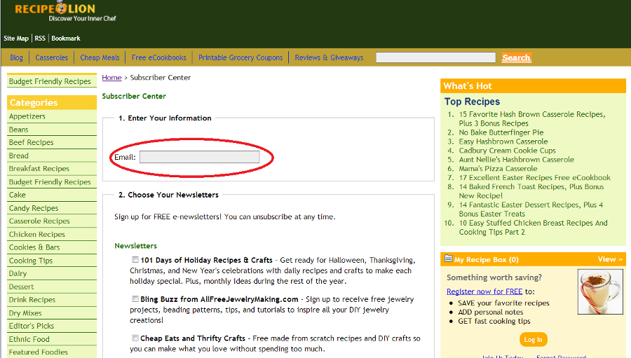 Sign Up For Our New Newsletter Cheap Eats and Thrifty Crafts
