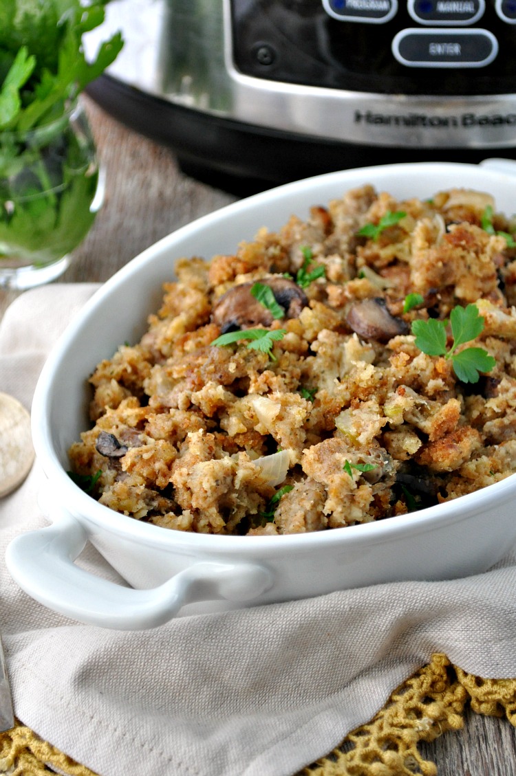 SlowCookerWeek Mom's Slow Cooker Stuffing Recipe RecipeChatter