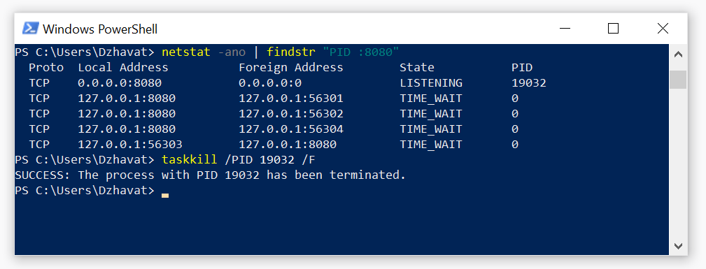 PowerShell script to kill a process on Windows Dzhavat Ushev