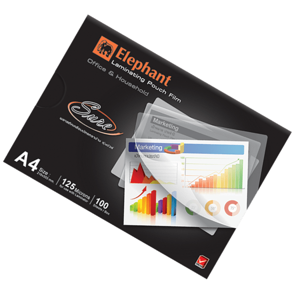 Elephant Sure A4 Laminating Pouch Film ฟิล์มเคลือบใส ฟิล์มเคลือบบัตร