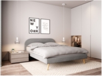 Cadre de lit MATT avec sommier à lattes 160 x 200 cm gris clair