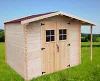 Abri de jardin avec bûcher en bois HABRITA 28 mm 5 + 3 m² épicéa massif