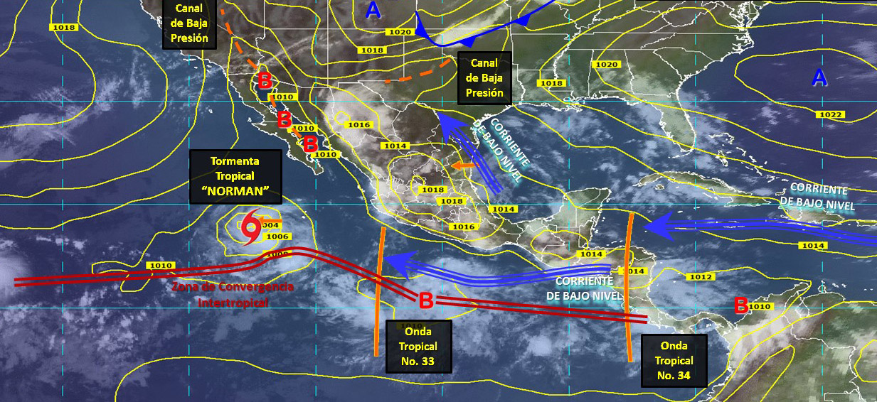PronÃ³stico del tiempo en MÃ©xico para miÃ©rcoles 29 de Octubre del 2018