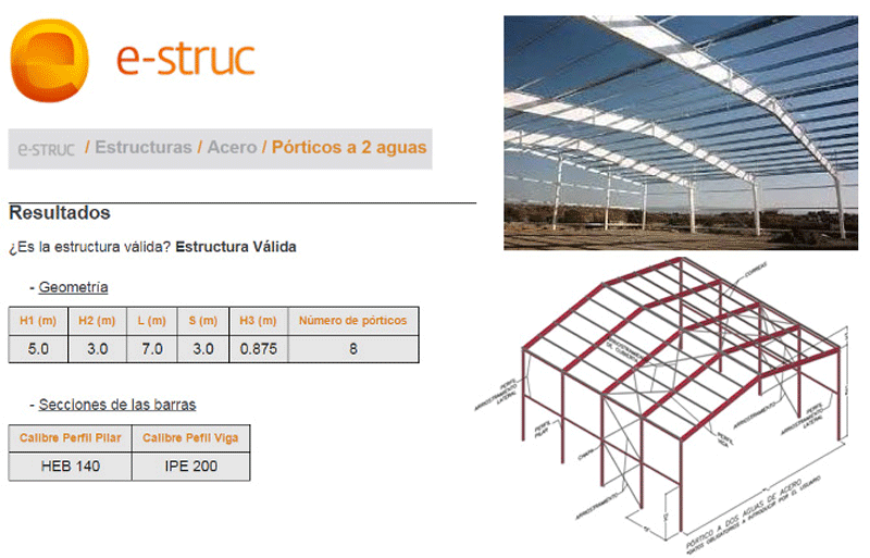 Cómo calcular con eStruc un pórtico a dos aguas de acero eSTRUC