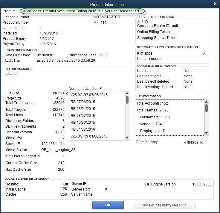Quickbooks Product Information