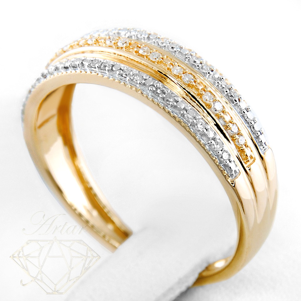 Złoty pierścionek APART z brylantami r.14 585 Wwa