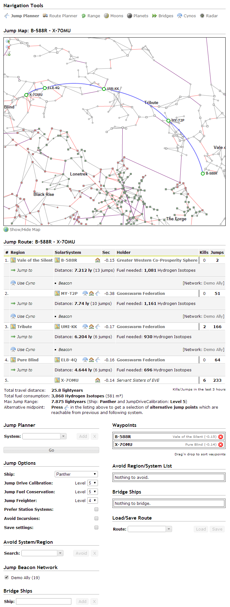 Navigation Tools Update Beacon Network DOTLAN EveMaps