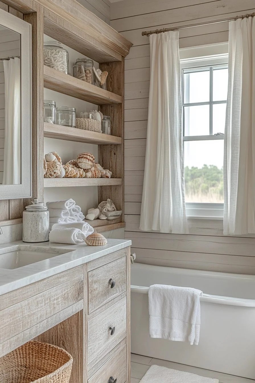 29 Coastal Farmhouse Bathroom Ideas To Create A Serene Oasis