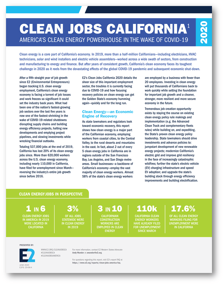 Clean Jobs California 2020 E2