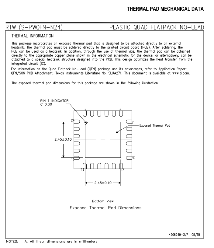 TCA6416A About WQFN PKG size(measurements) Interface forum Interface TI E2E support forums