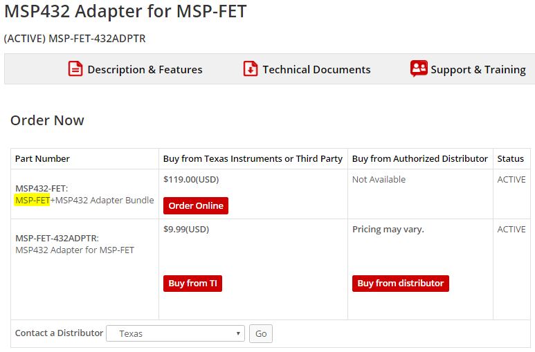 MSP-FET product folder disappeared and confusion about the MSP432-FET