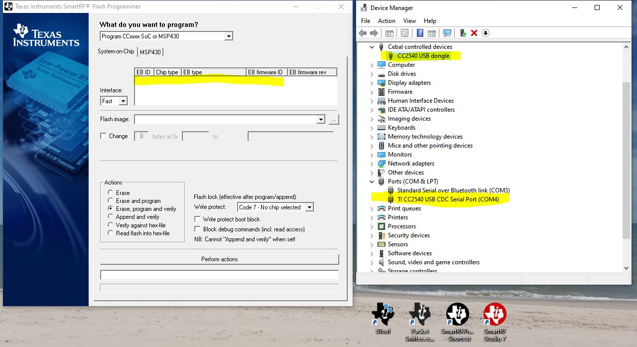 CC2540: SmartRF Flash Programmer unable to detect CC2540 USB dongle