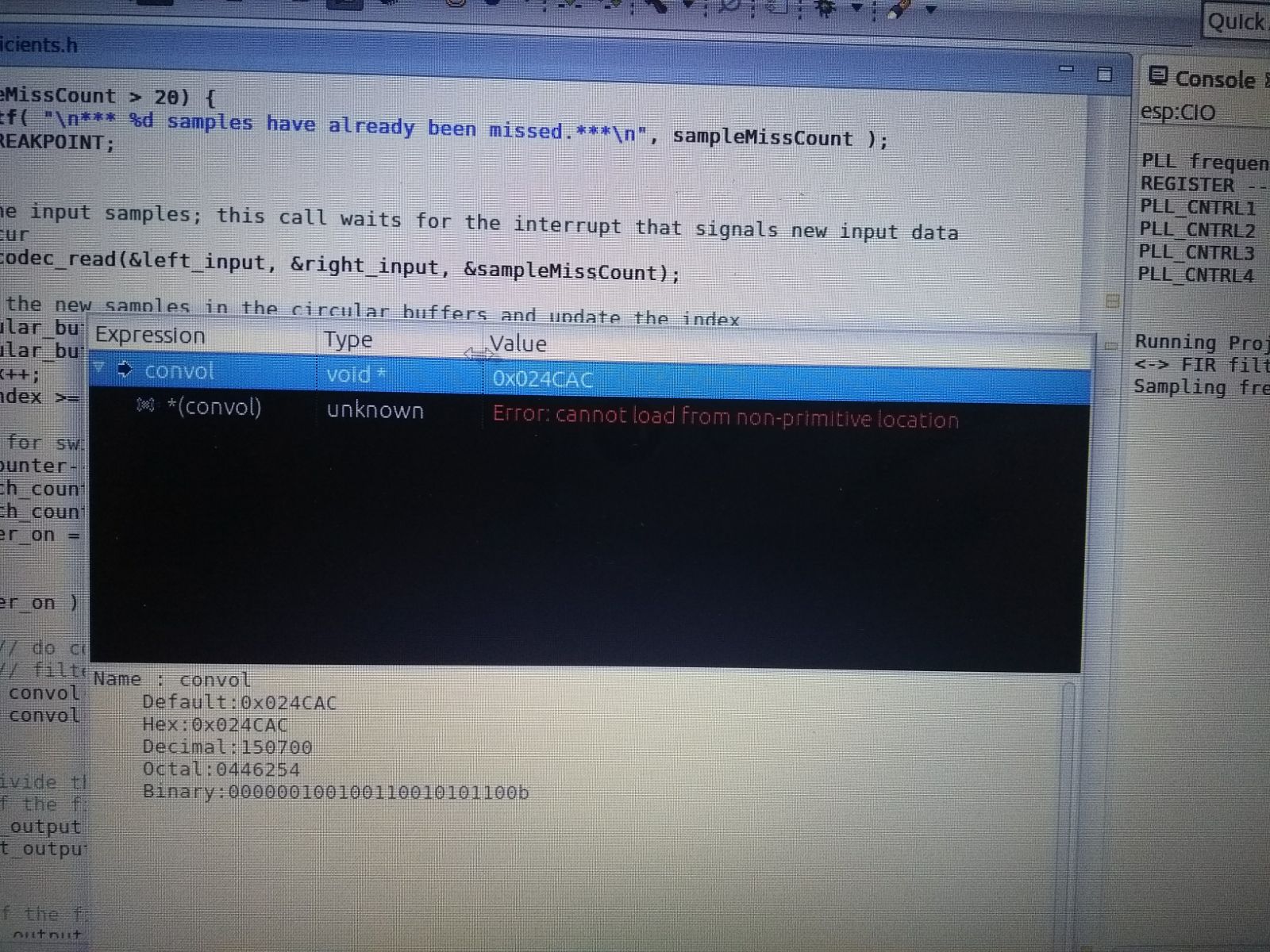 CCS/TMS320c5535 Problem with the dsplib while using the FIR function