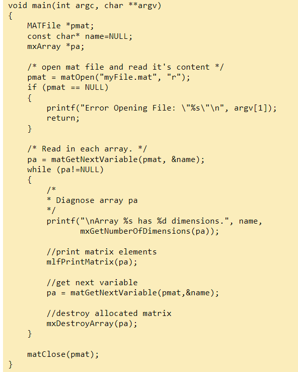 Can I apply the C MATFile APIs to load mat. format data into CCS