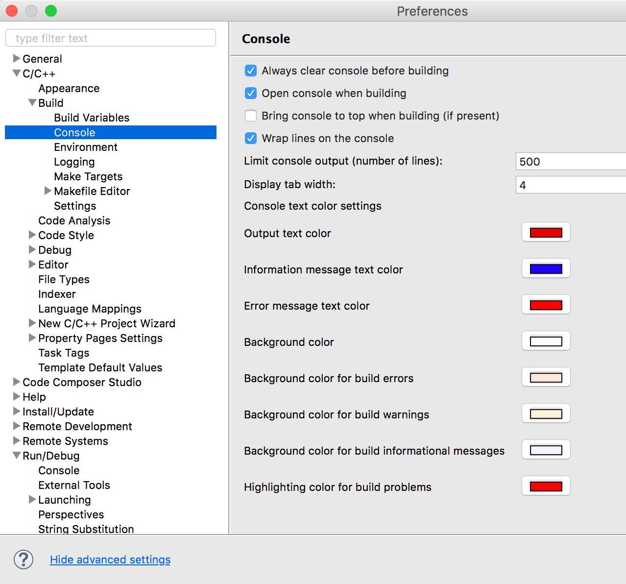 How to change the console text color Code Composer Studio forum Code