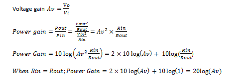How to determine power gain and voltage gain in RF systems Analog