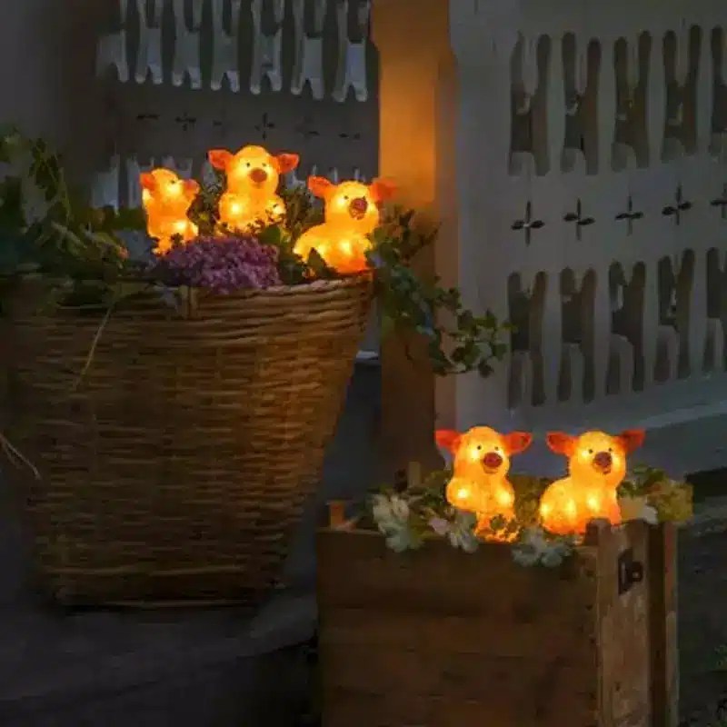 LED Acrylic Pigs Set Christmas Decor Fantasy Christmas Lights