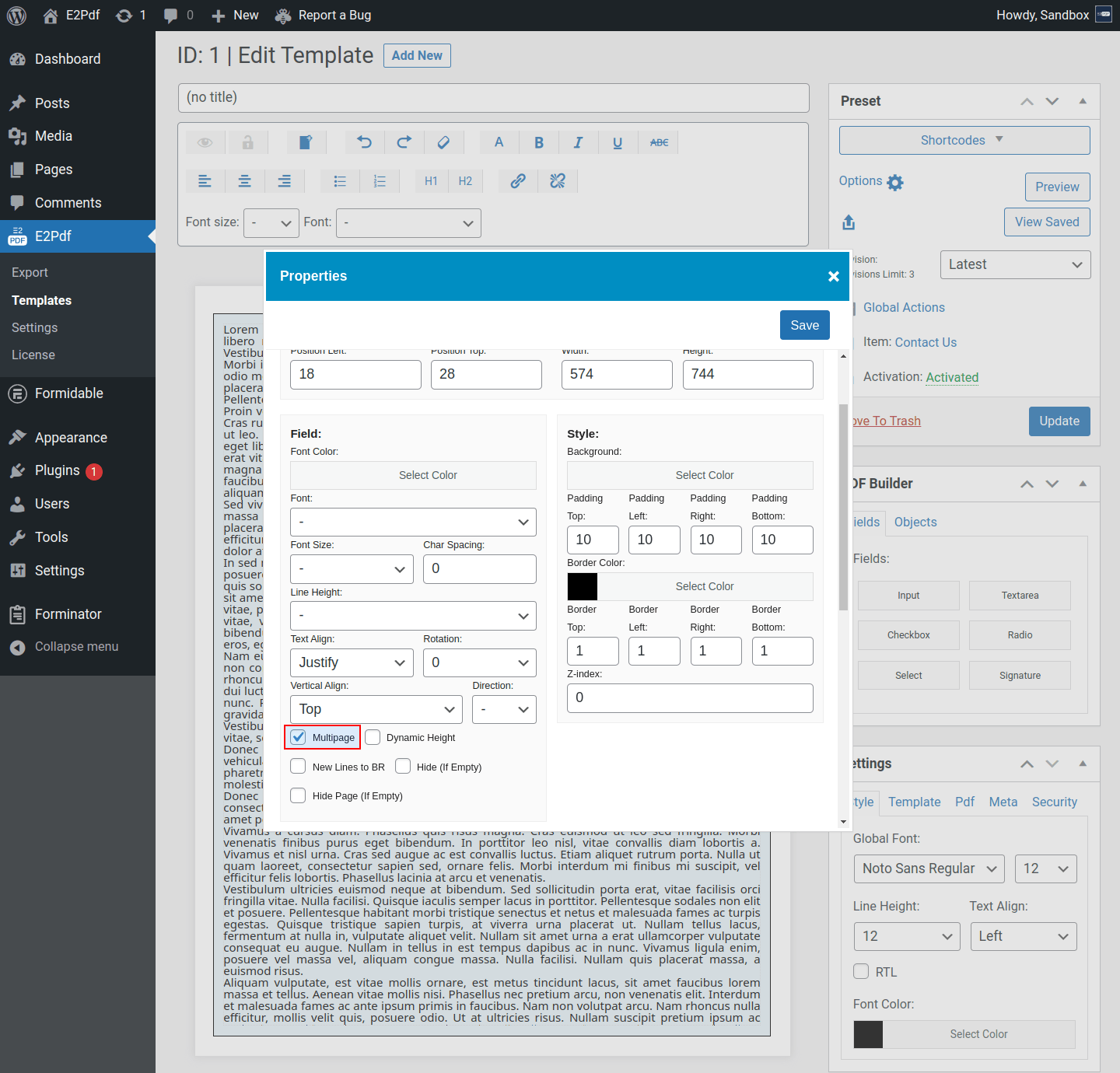 Multipage HTML Object Documentation E2Pdf Export PDF tool for