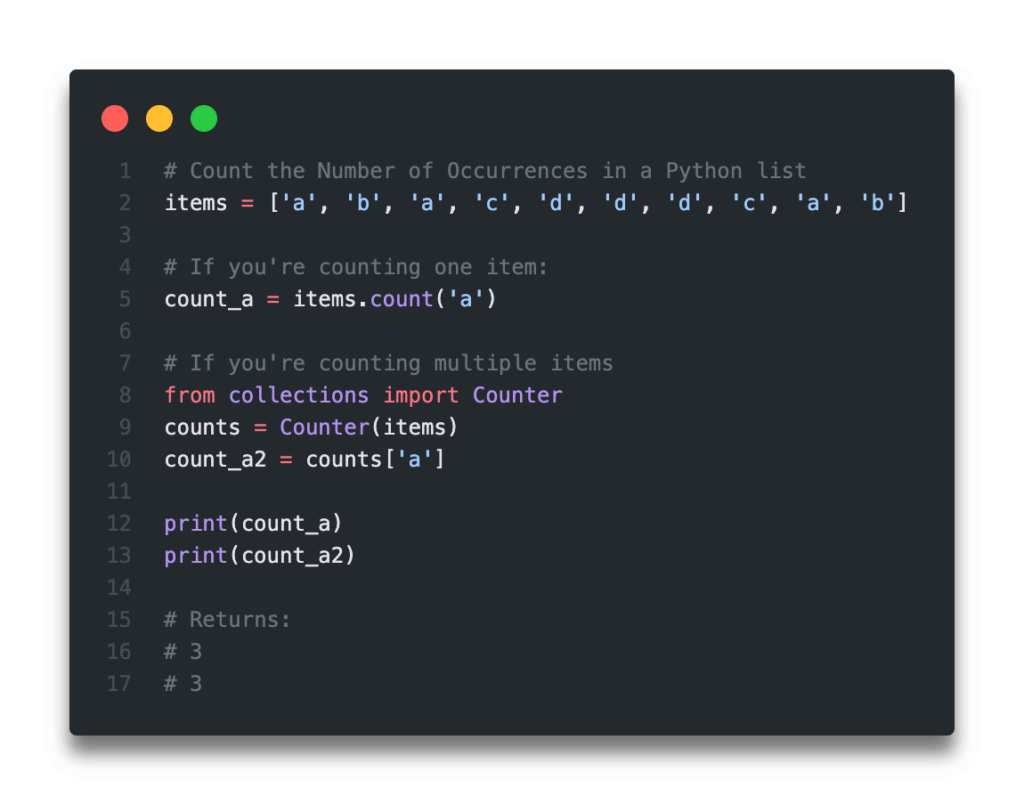Python Count Number of Occurrences in List (6 Ways) • datagy