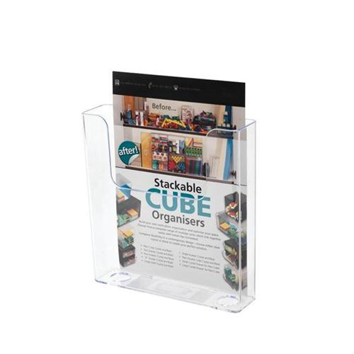 Flatback Literature Holder Wall Mounted Single Pocket Portrait A5 Clear