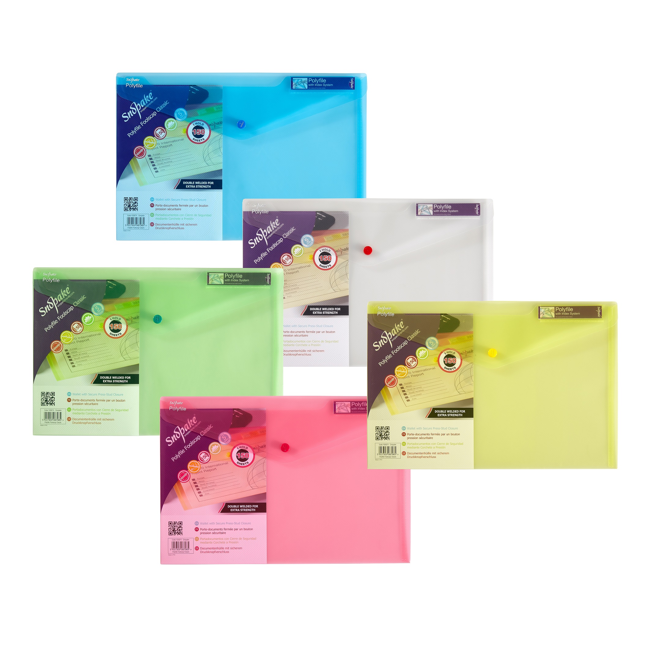 Snopake Polyfile Classic Foolscap Assorted (Pack of 5) 10087 DMG