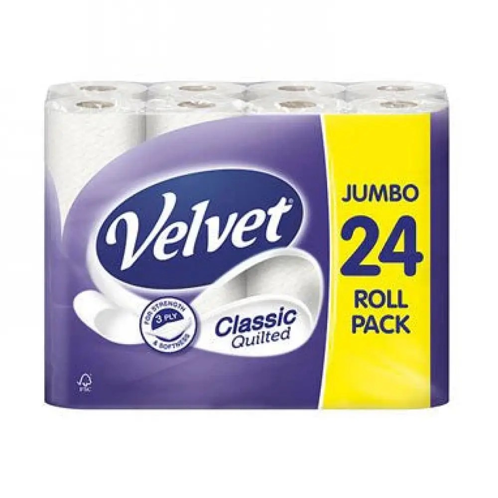 Office Supplies VELVET CLASSIC 3 PLY TOILET ROLLS 24 PAC