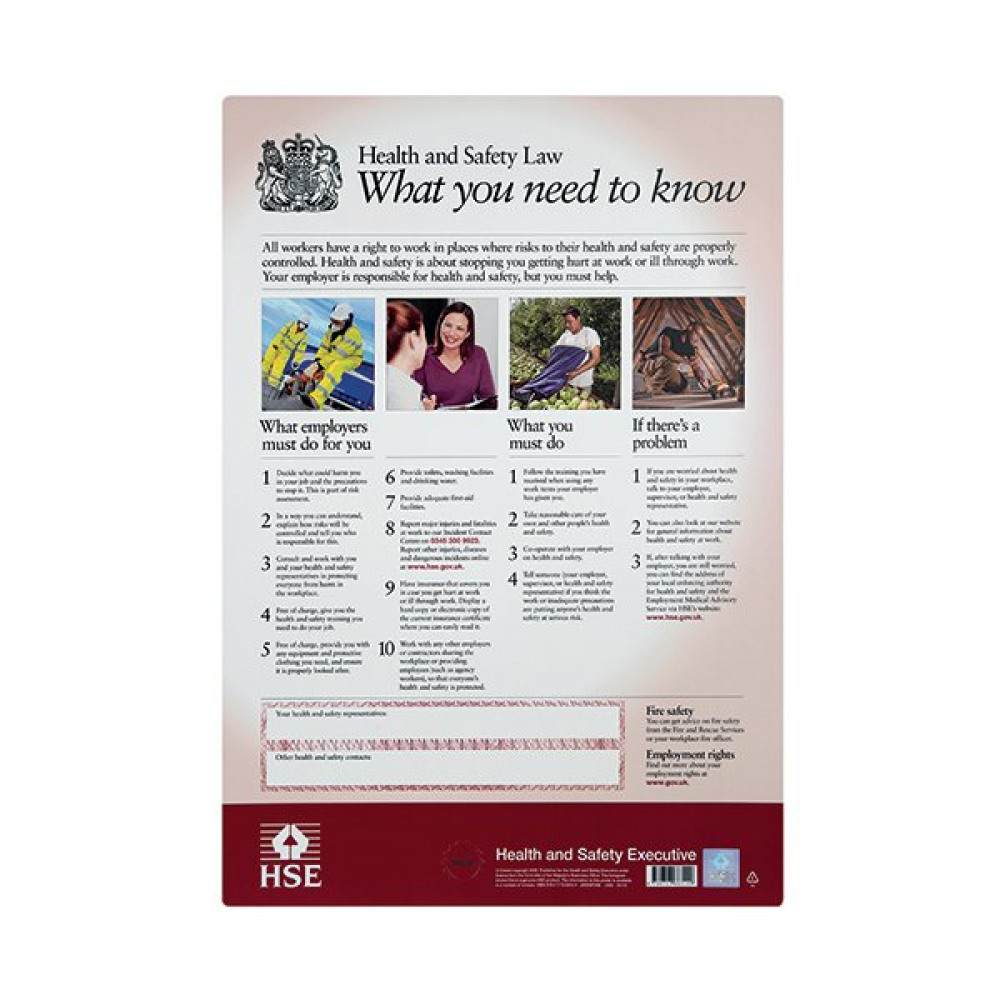 Office Supplies HSE HEALTH AND SAFETY LAW POSTER A3