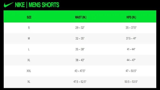 Nike Men’s Shorts Size Chart: Find Your Perfect Fit – SizeChartly