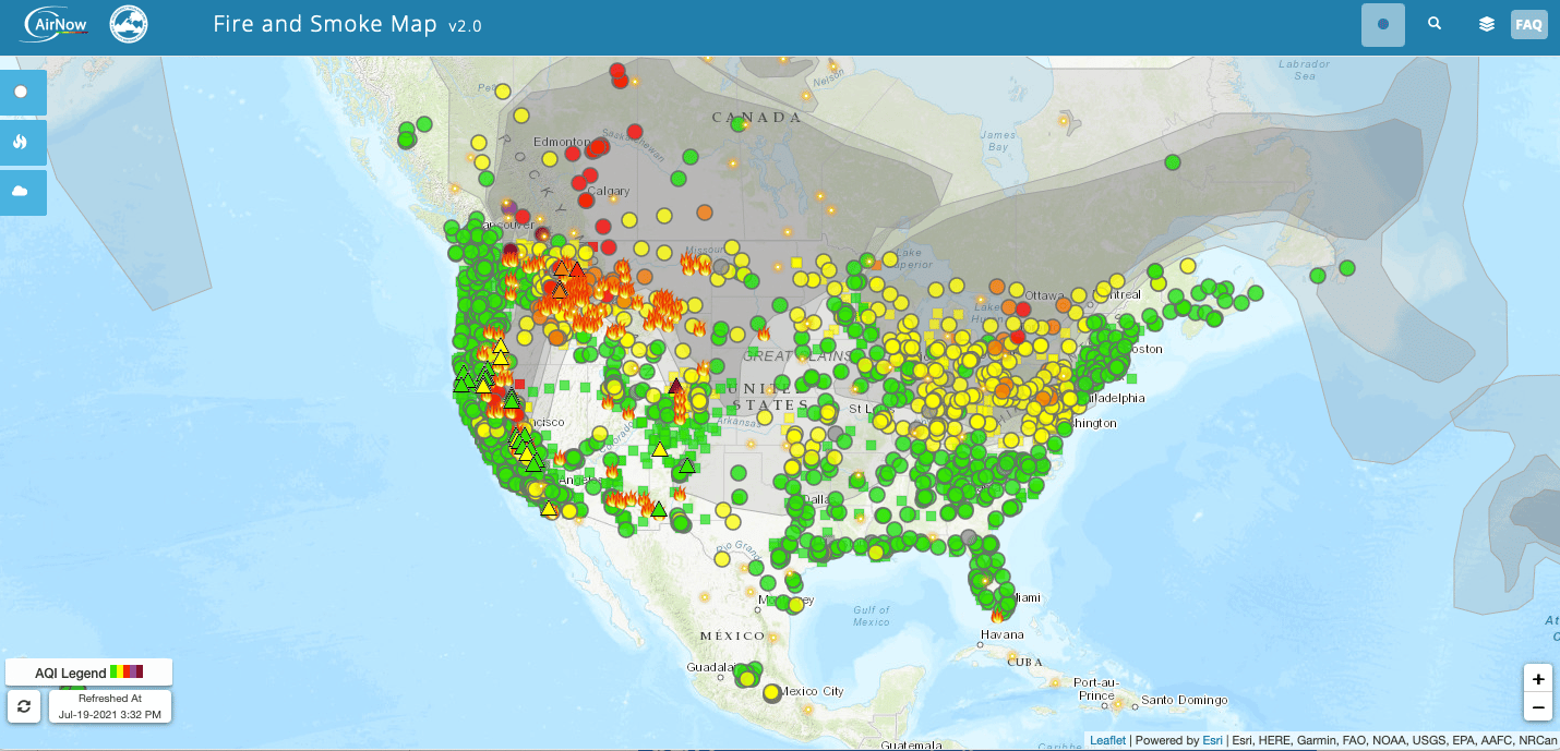 Air Now Fire Map Updated AirNOW Fire and Smoke Map SO Fire Exchange