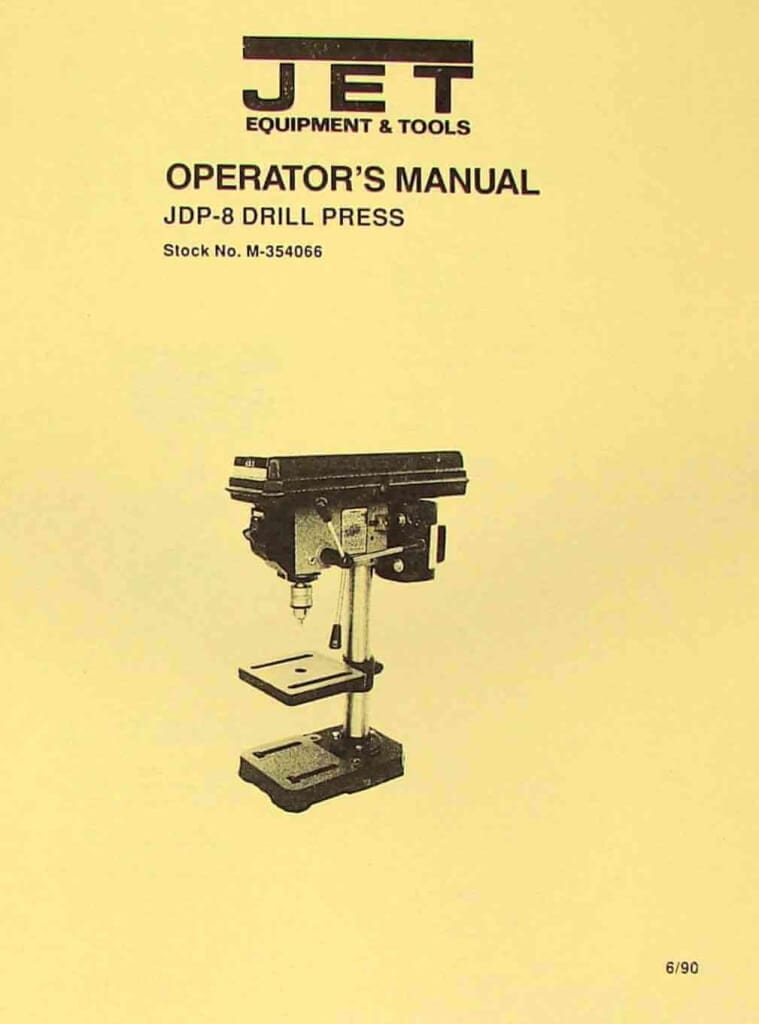 JETAsian JDP8 8" Drill Press Owner's Operator's & Parts Manual