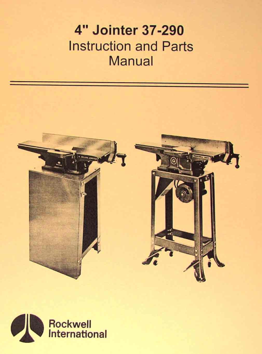 ROCKWELL 4" Jointer 37290 Operating & Parts Manual Ozark Tool