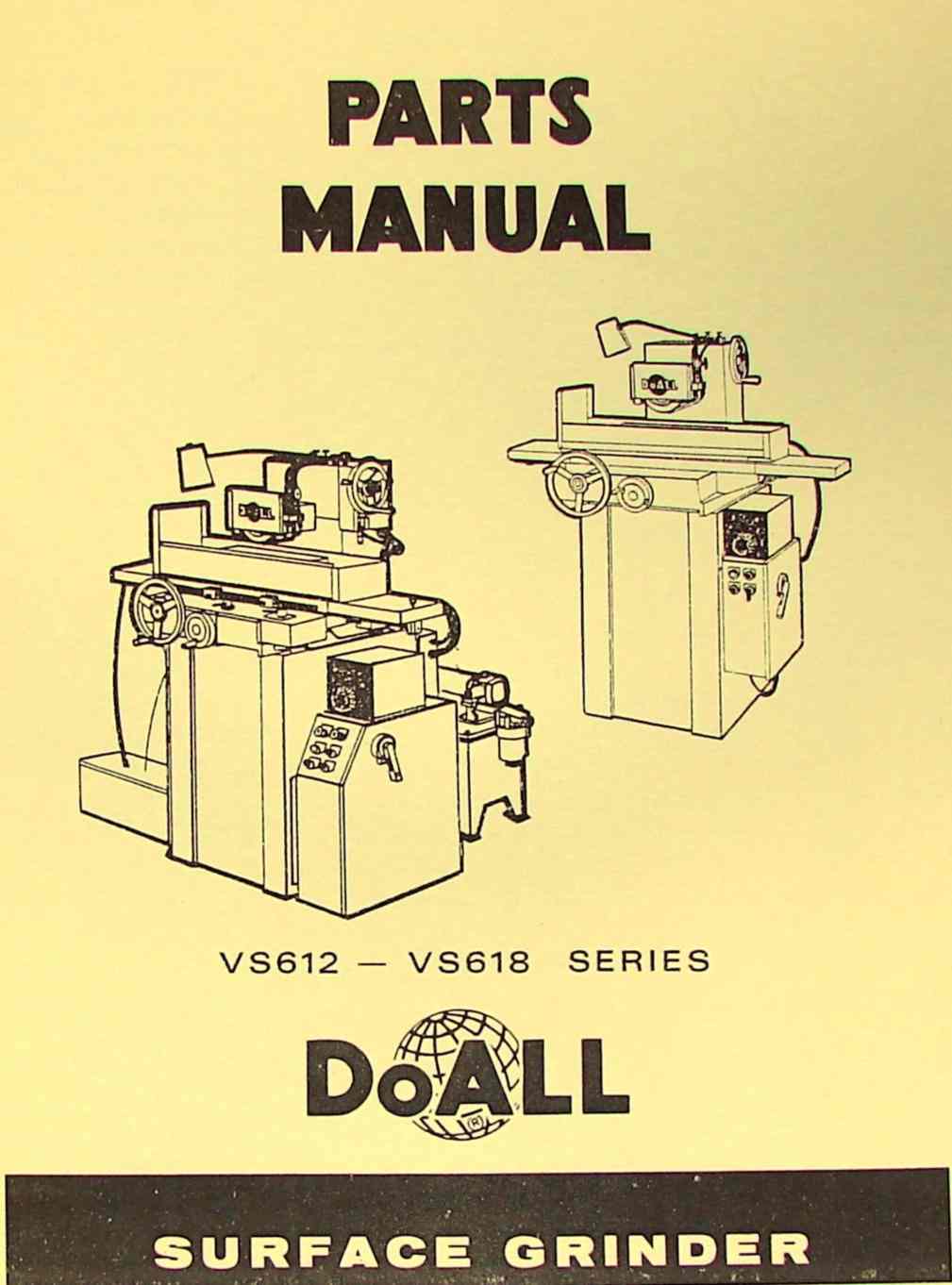DoALL VS612 VS618 Surface Grinder Parts Manual Ozark Tool Manuals & Books