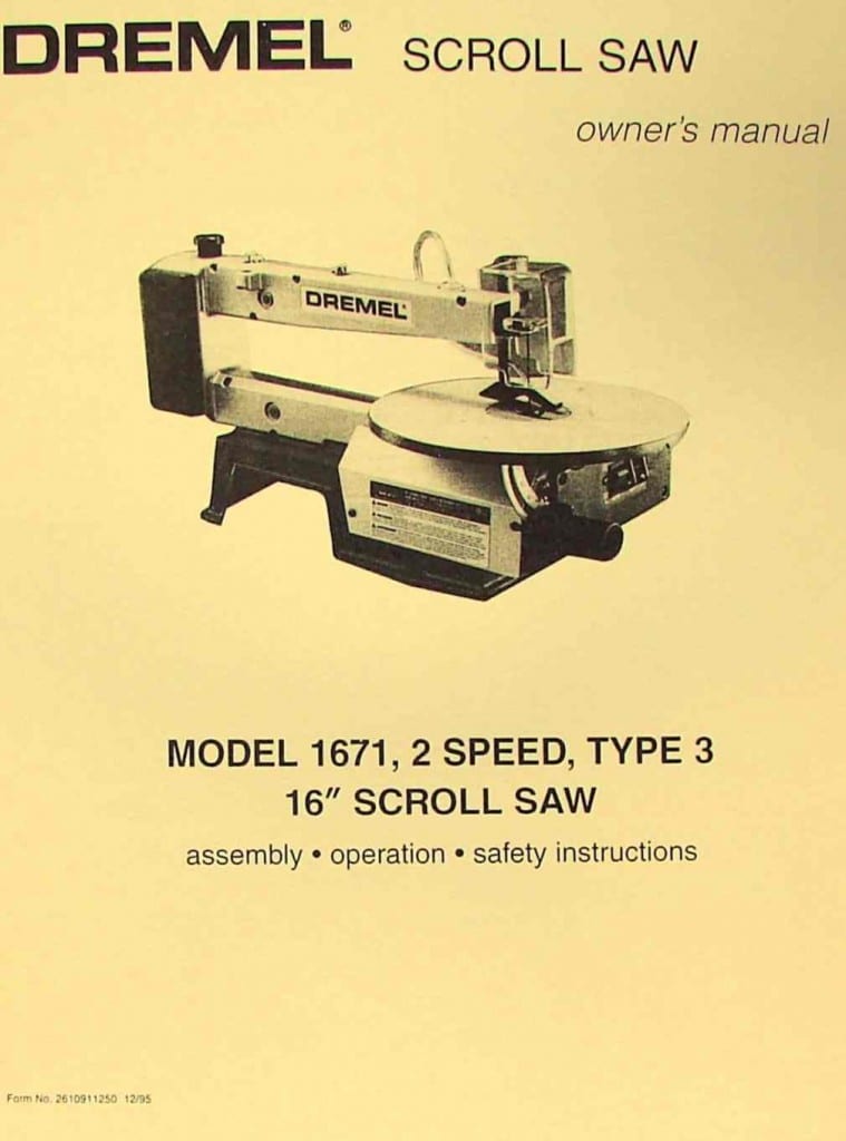 DREMEL 1671 16" Scroll Saw Operator's & Parts Manual Ozark Tool