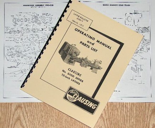 CLAUSING 12" 5300 Series Metal Lathe Instruction & Parts Manual Ozark