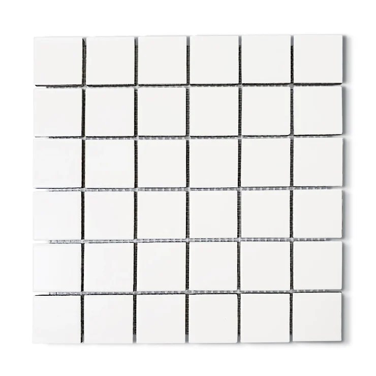 White Square 2x2 Matte Porcelain Mosaic available in iTileMosaic