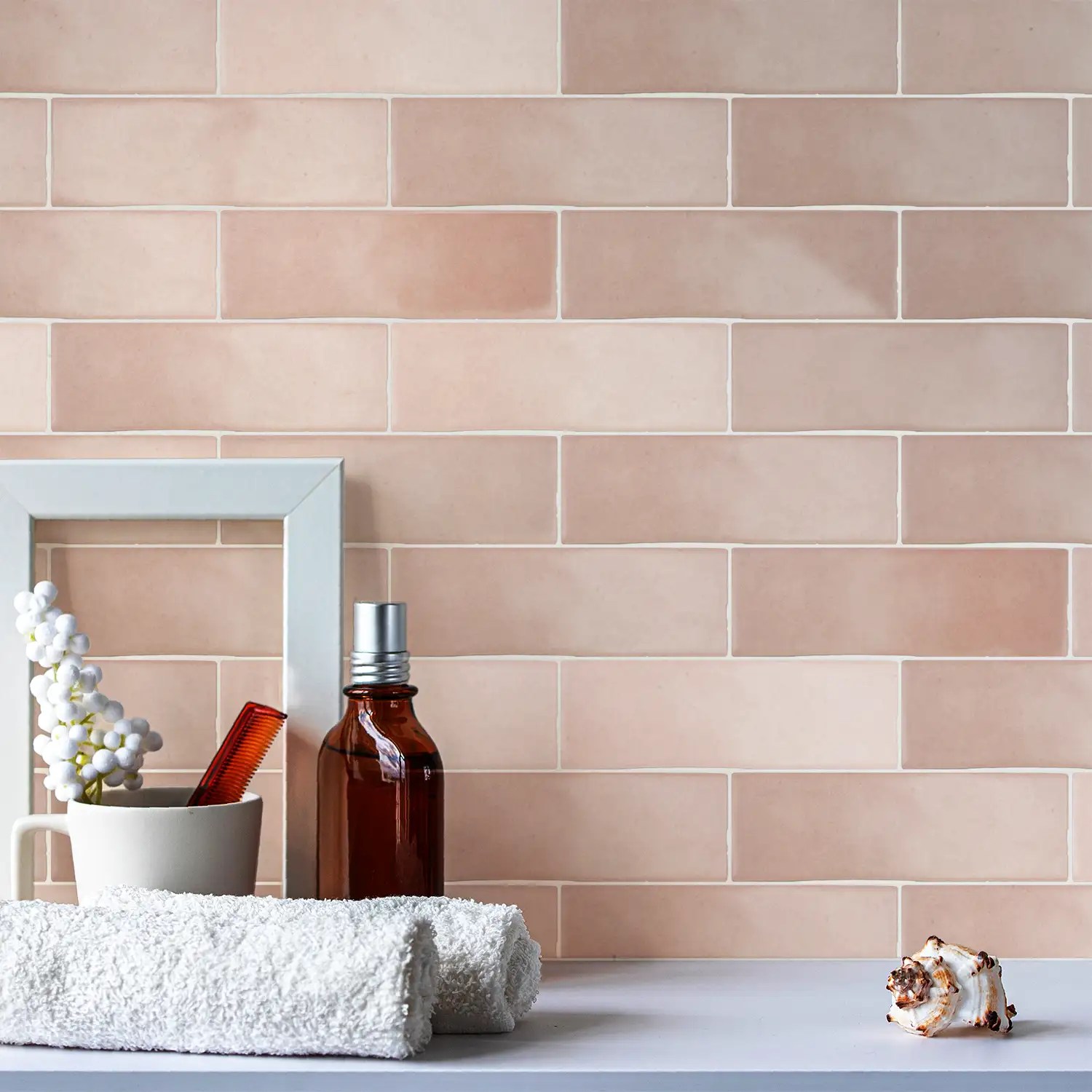 Gradient Rosa Subway Porcelain Tile Matte available in iTileMosaic