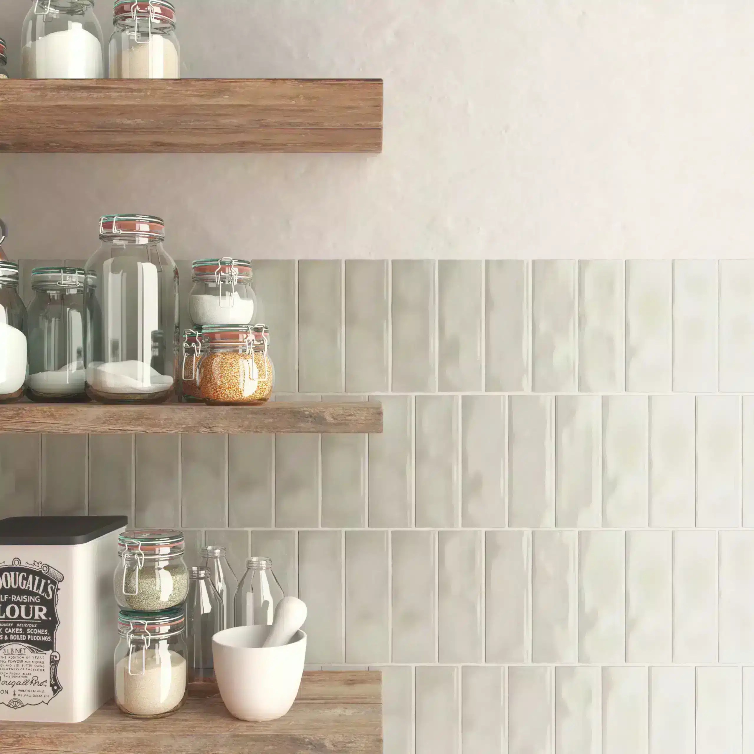 Coastal Soft Grey Subway Porcelain Tile Glossy in iTileMosaic