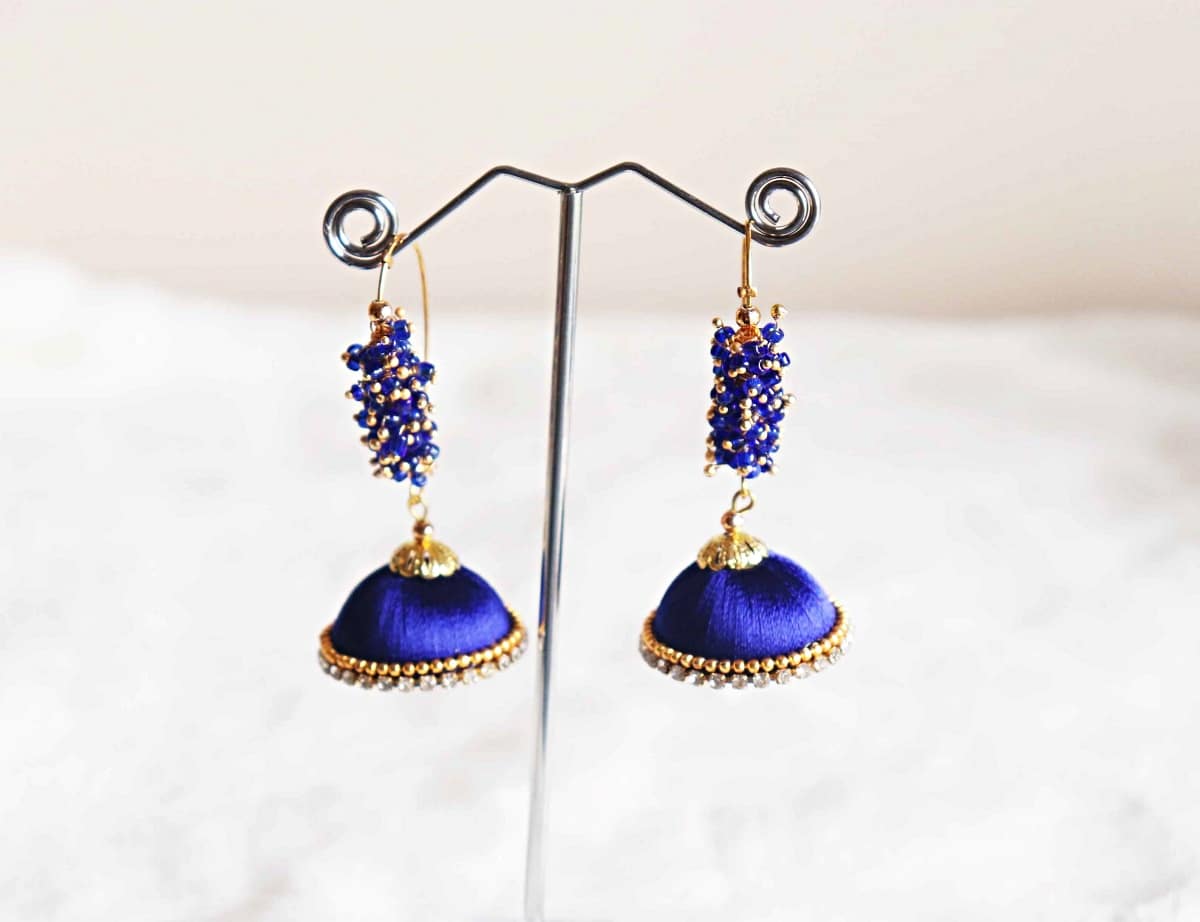 Blue silk thread earring Eagle Collections