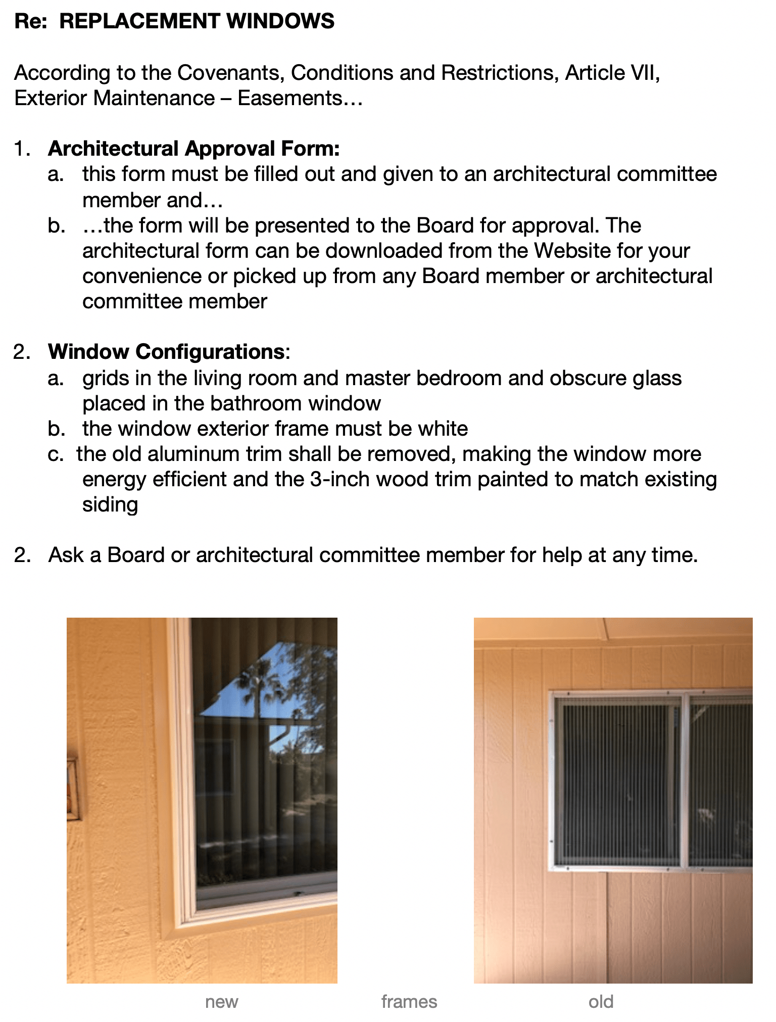 Architectural Guidelines Eagle Condo Association