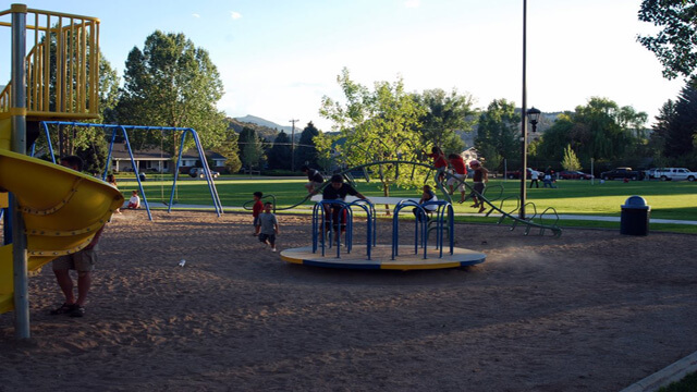 Eagle Town Park Playground, Basketball, Horseshoe, Stage