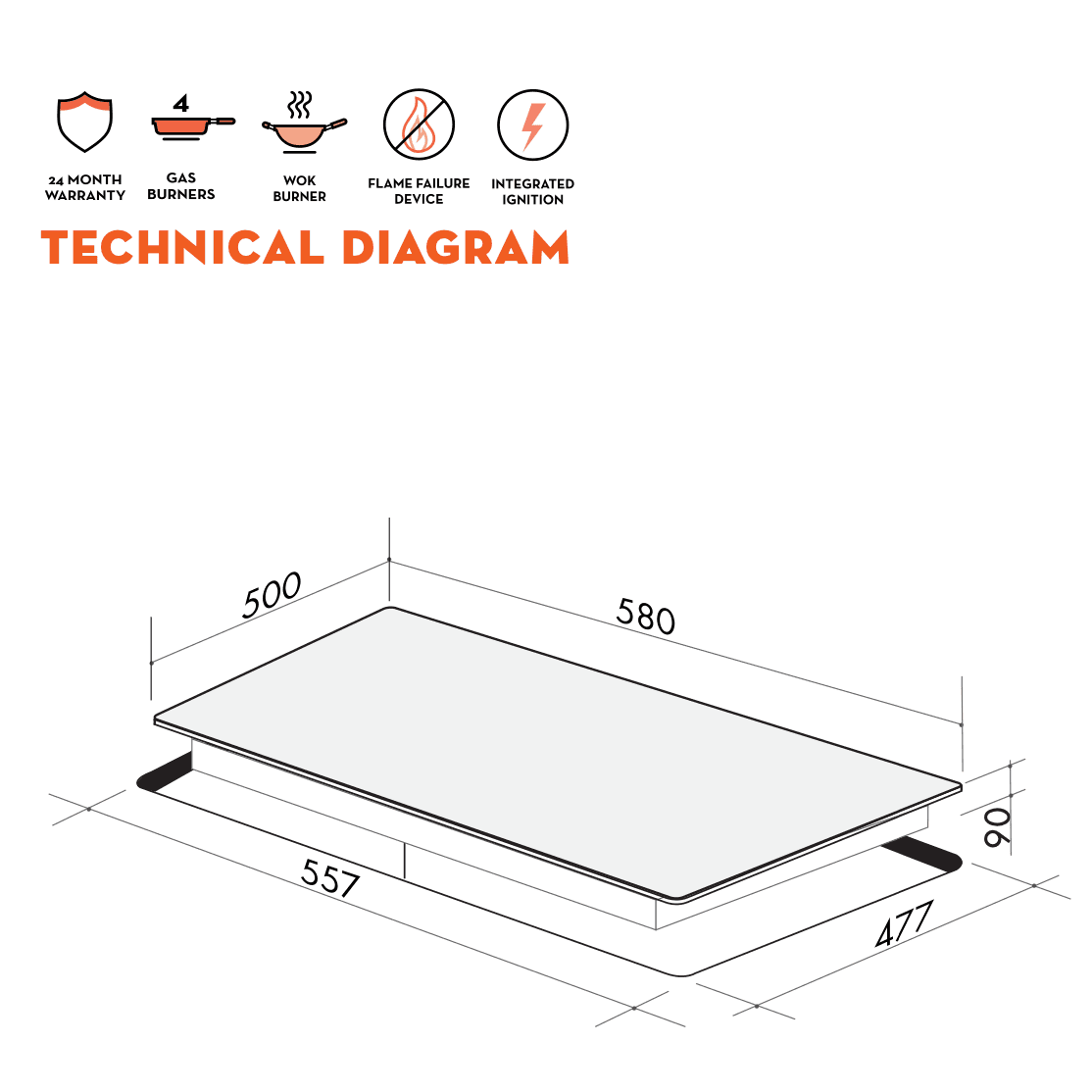 Artusi CAGH600CIX 600mm Gas Cooktop Stainless Steel Eagles Plumbing Plus