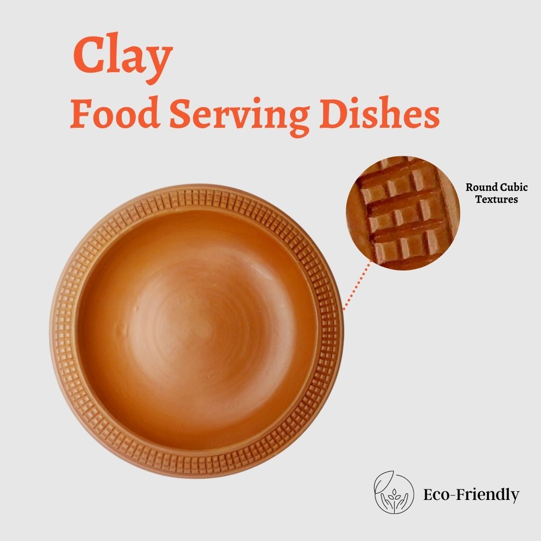 Eagles Clay Food Serving Dishes t (Round Cubic Textures) Eagles Shop