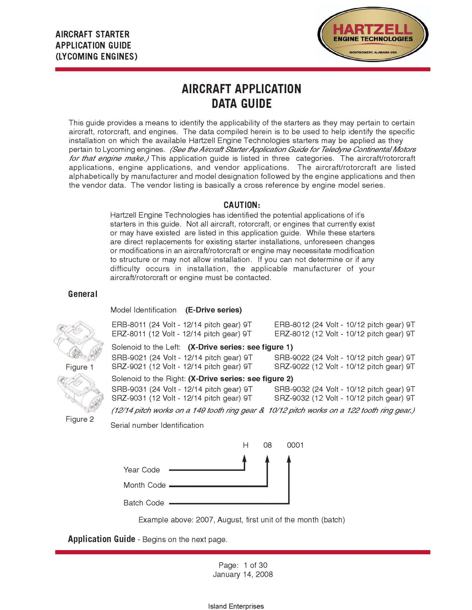 Hartzell Aircraft Application Data Guide 2008