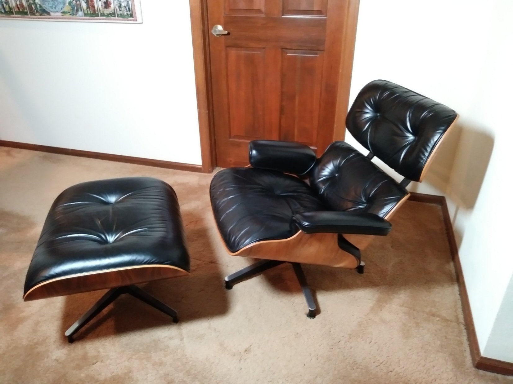 Black 1978 Herman Miller Eames Lounge Chair & Ottoman (2590)