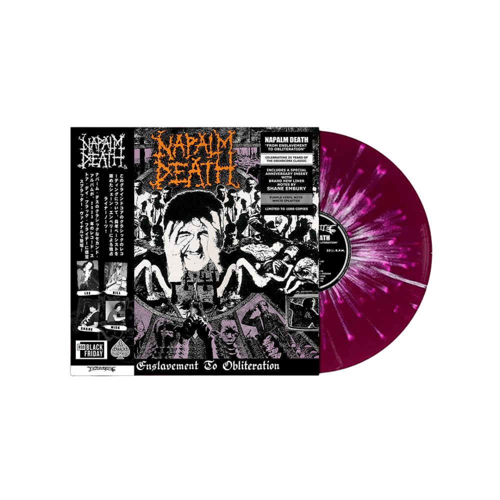 Napalm Death "From Enslavement To Obliteration" FDR Purple / White Spl