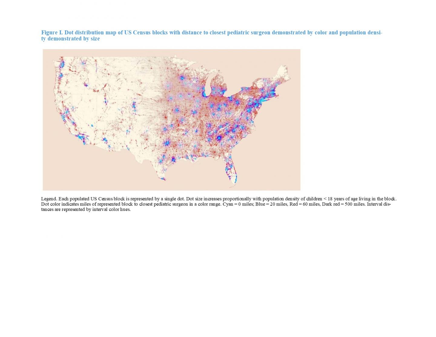 Dot Distribution Map Definition Distance to nearest pediatric surgeon a poten EurekAlert!