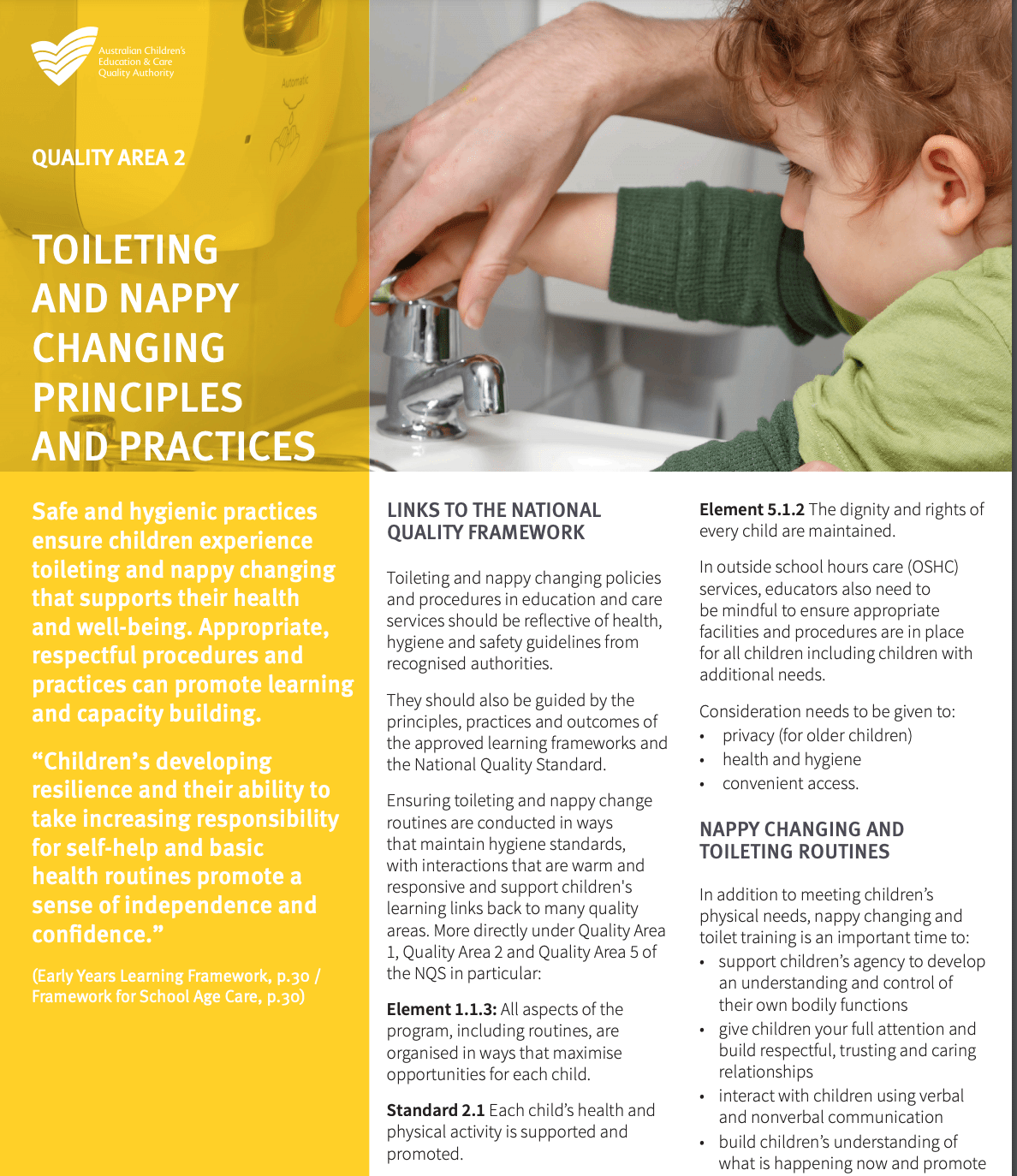 ACECQA Information sheet QA2 Toileting and nappy changing principles