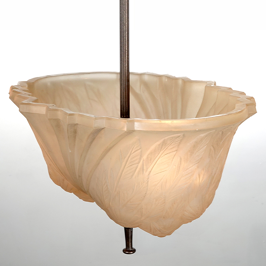 Peach Art Deco Glass Pendent Early Electrics